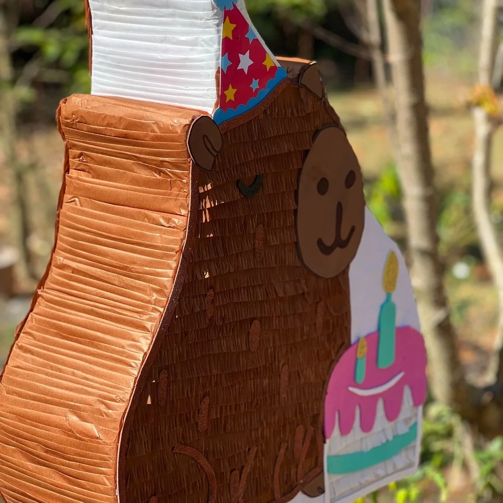 Festive Brown and Pink Capybara Pinata